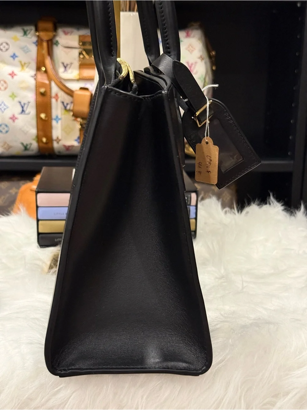 Black Leather Top-Handle Satchel - Black